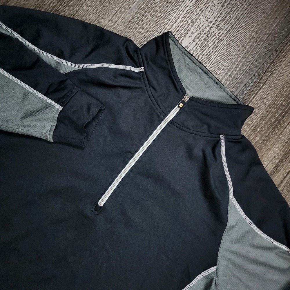 Footjoy Sweater Mens Large Black Gray Golf Quarter Zip Pullover Performance